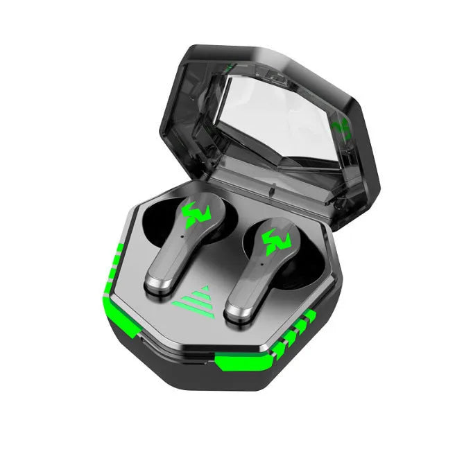 Black N35 wireless in-ear Bluetooth gaming headset on a solid background.