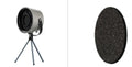 Milky white portable USB desktop exhaust fan with tripod stand and removable filter screen.