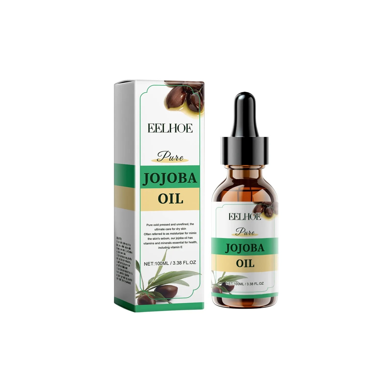 Organic jojoba oil 100ml glass bottle for facial moisturising with vitamin E and orange extract