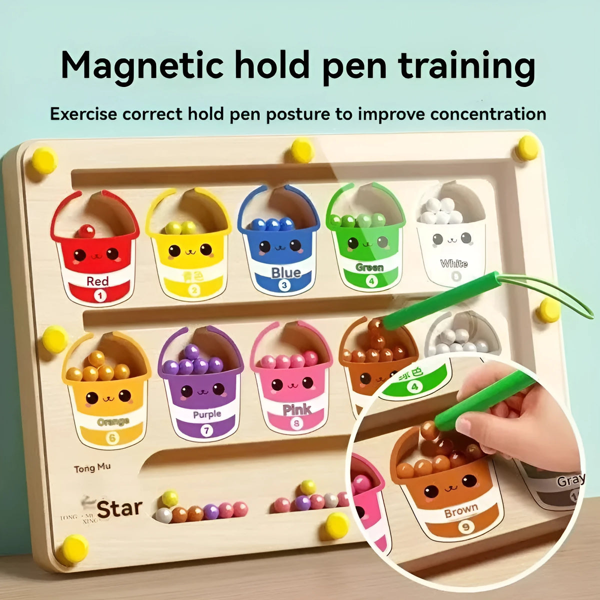 Magnetic maze ball three-dimensional plastic educational intelligence maze toy for teenagers with single pen
