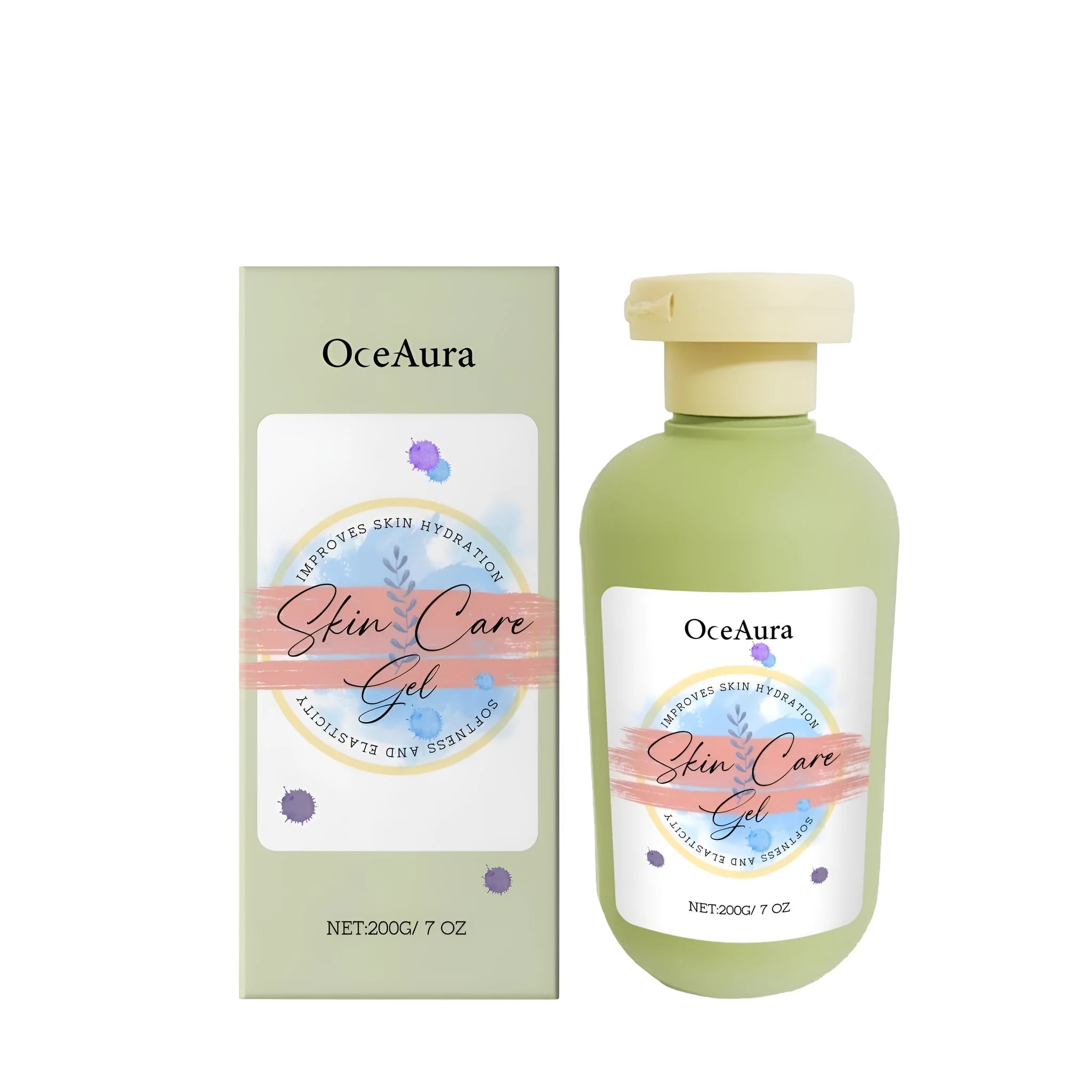 200g skin care gel moisturiser with jojoba and coconut oil in pump or tube.