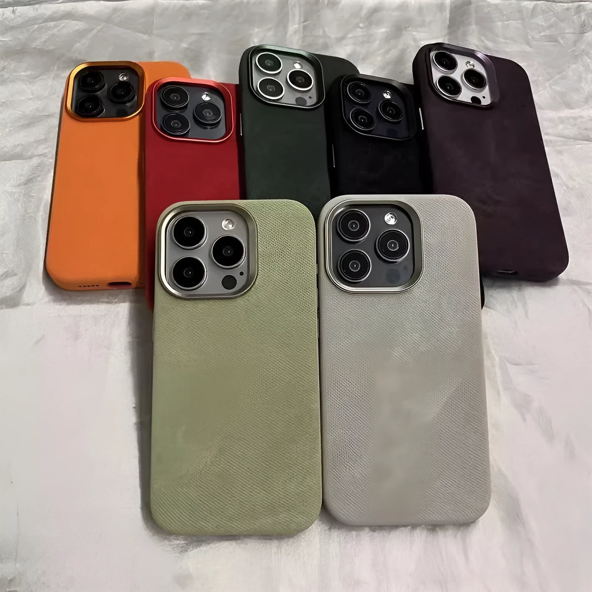 Flannel cloth pattern magnetic suction phone case for iPhone in dark green colour