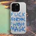 Retro art design hard shell iPhone case shown on phone with large camera cutout