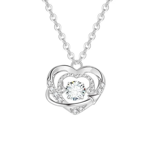 925 sterling silver heart necklace for women with O-shaped chain and heart-shaped pendant