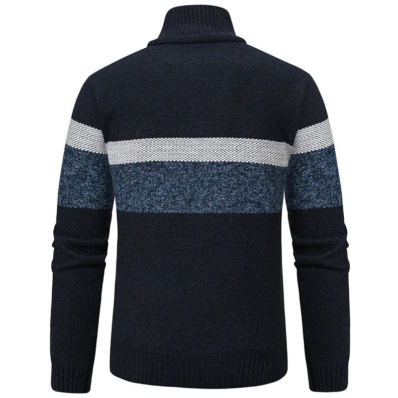 Stand-collar warm knitted sweater pullover in 5029 purplish blue for plus size women