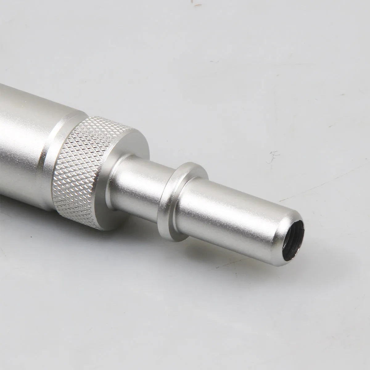 Silver metal transmission refuelling joint tool for VAS6262-9 service kits.