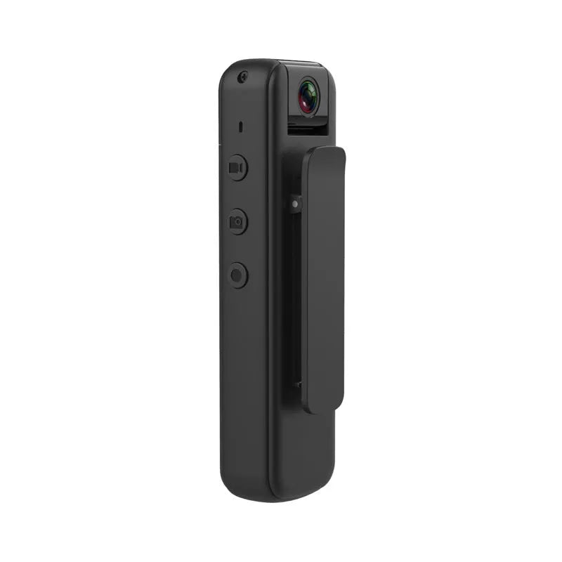 Black plastic HD clip-on magnetic recorder with back clip for video and photo taking, shown with 16GB memory card option