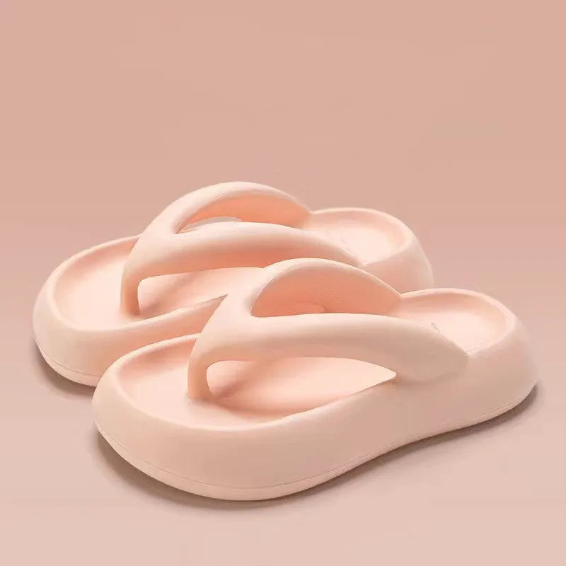 Solid colour thick-soled EVA flip-flops with decorative bow in available colours