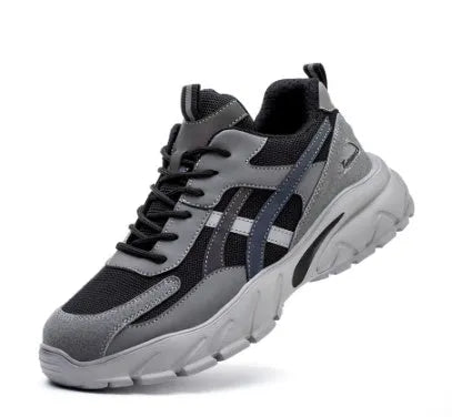 Black low cut steel toe cap cowhide leather safety shoes with anti-smashing and anti-piercing protection