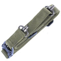 MS4 tactical nylon multifunctional task strap rope showing stretch capability in black, army green, or mud colour options