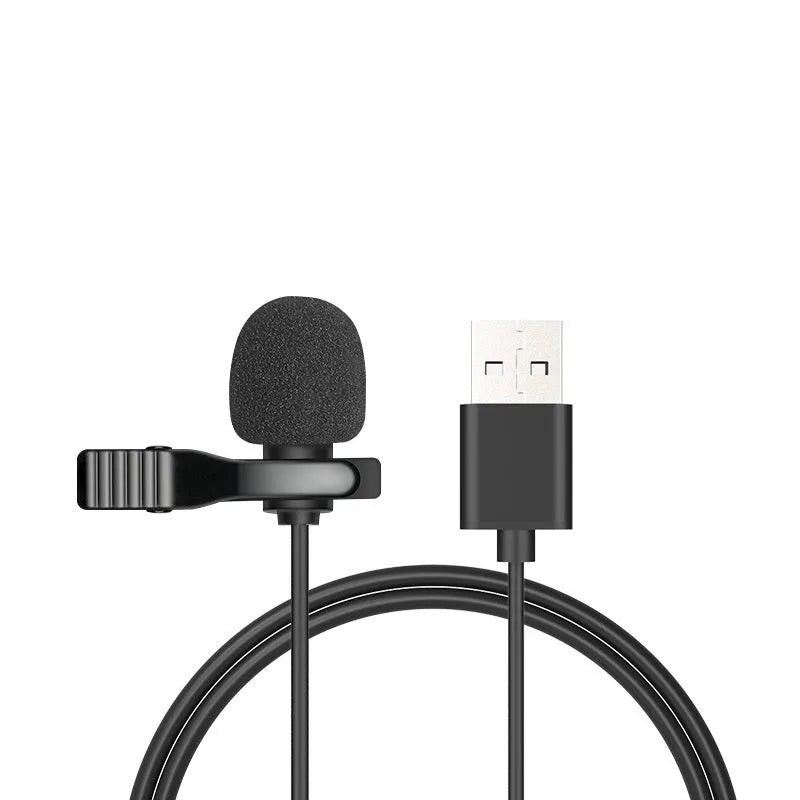 Apple-compatible lavalier lapel microphone headset with 1.5m black cable and multiple plug options