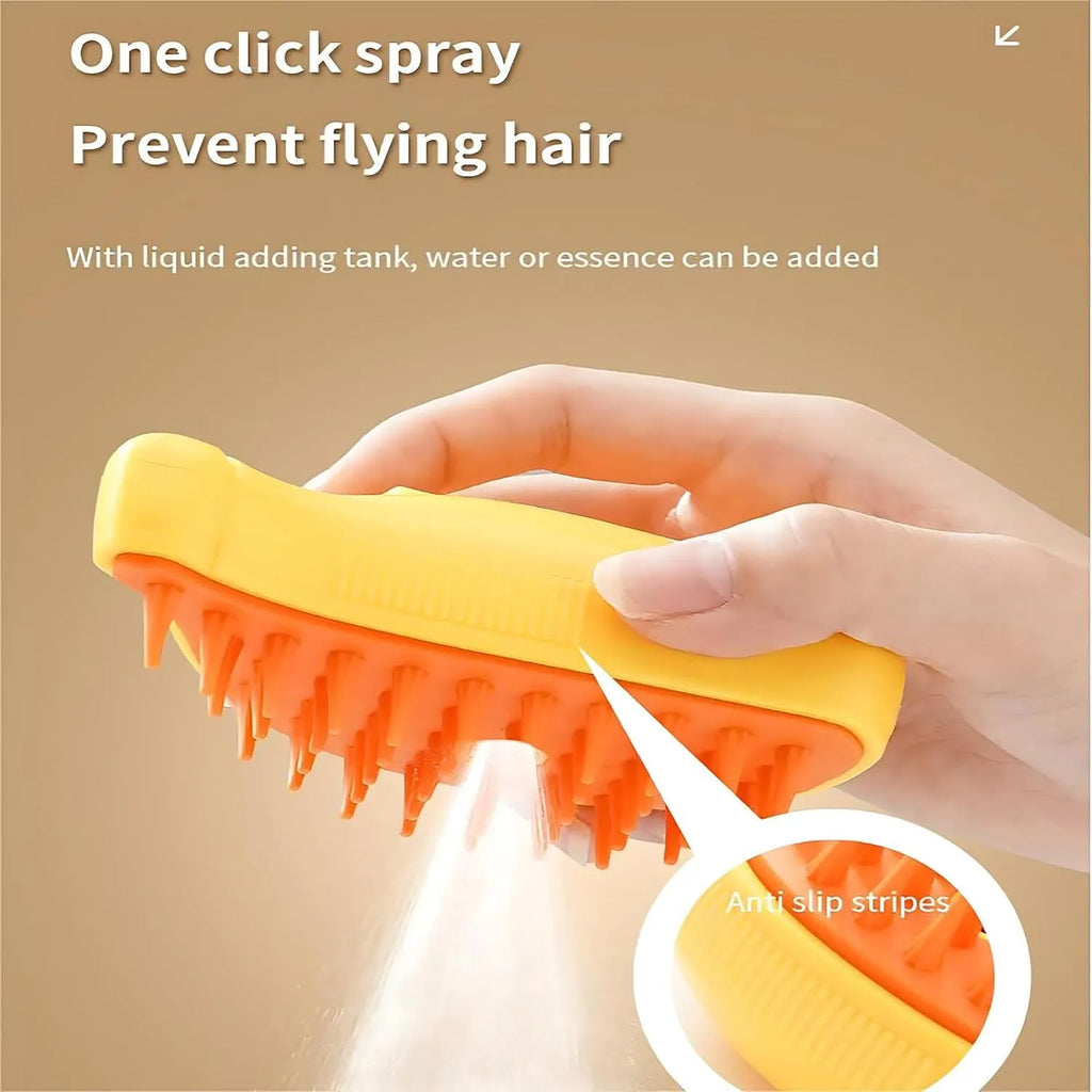 Green rechargeable cat steam brush grooming tool with silicone massage bristles