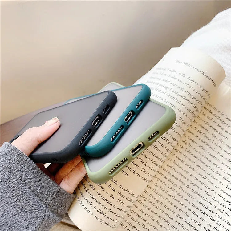 Frosted transparent TPU silicone phone case back cover for iPhone, colour black, business style