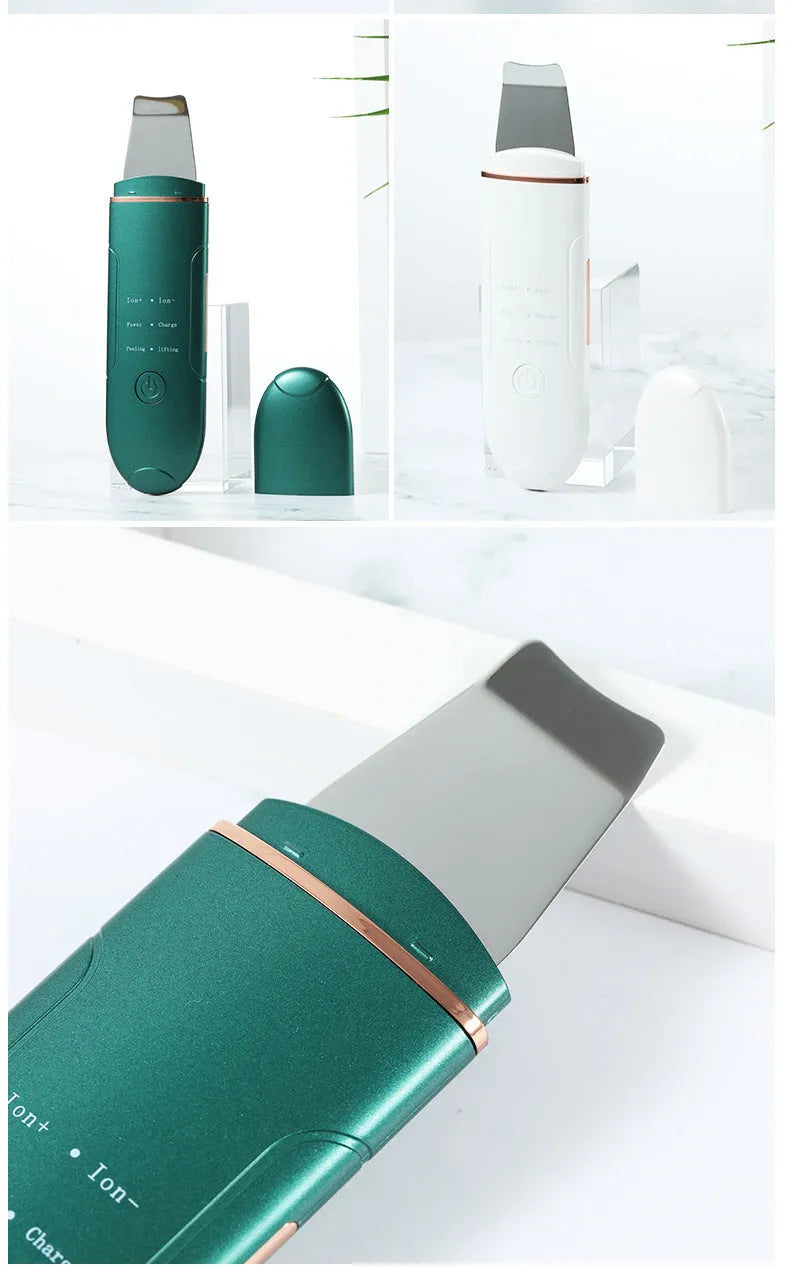Ultrasonic skin rejuvenation whitening shoveling machine in ivory white on a bathroom countertop