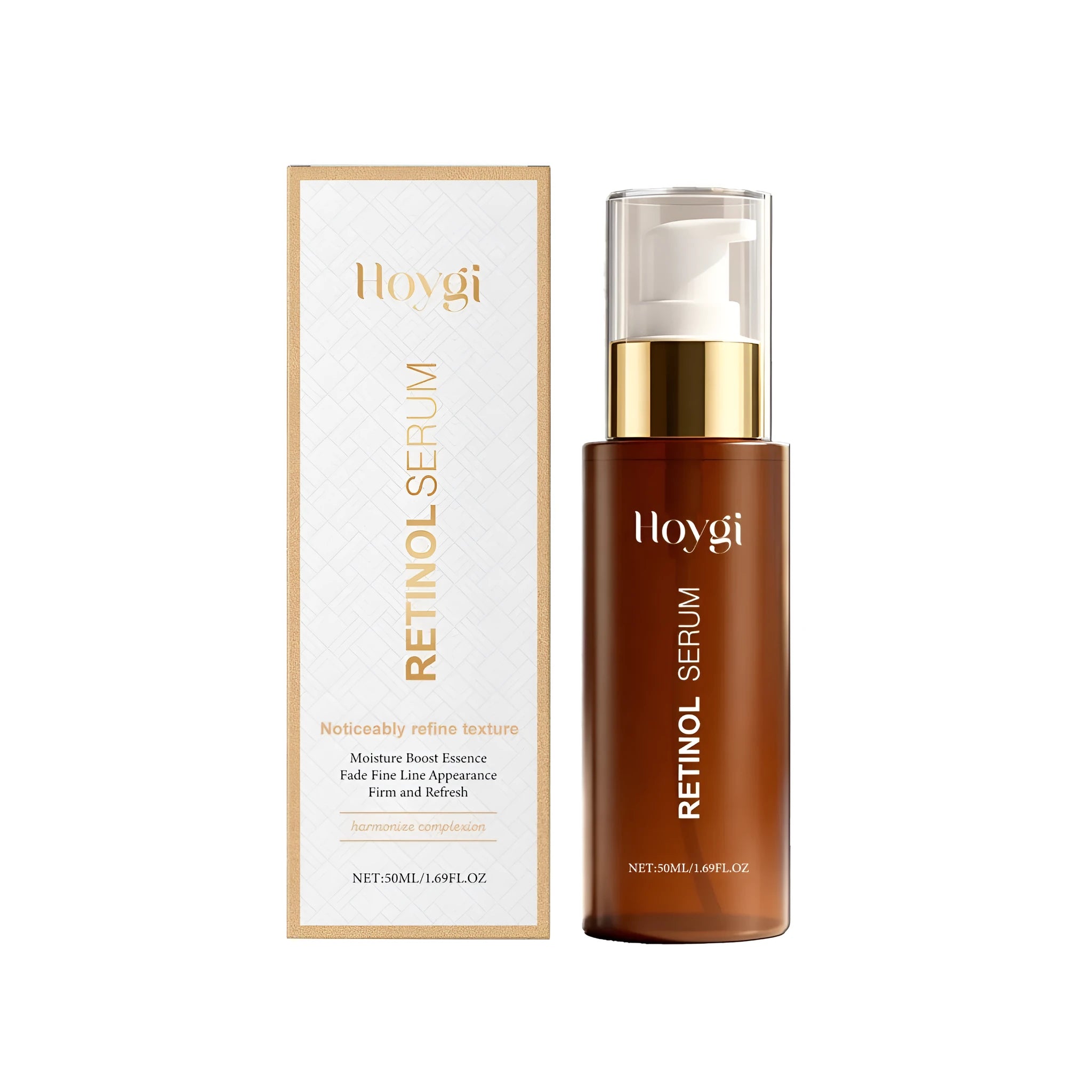 Retinol Solution 50ml retinol serum in a white bottle with label showing 50ml and retinol.