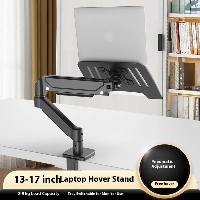 Aluminium alloy laptop support stand with suspended cooling bracket, 440mm x 330mm lifting type desk riser