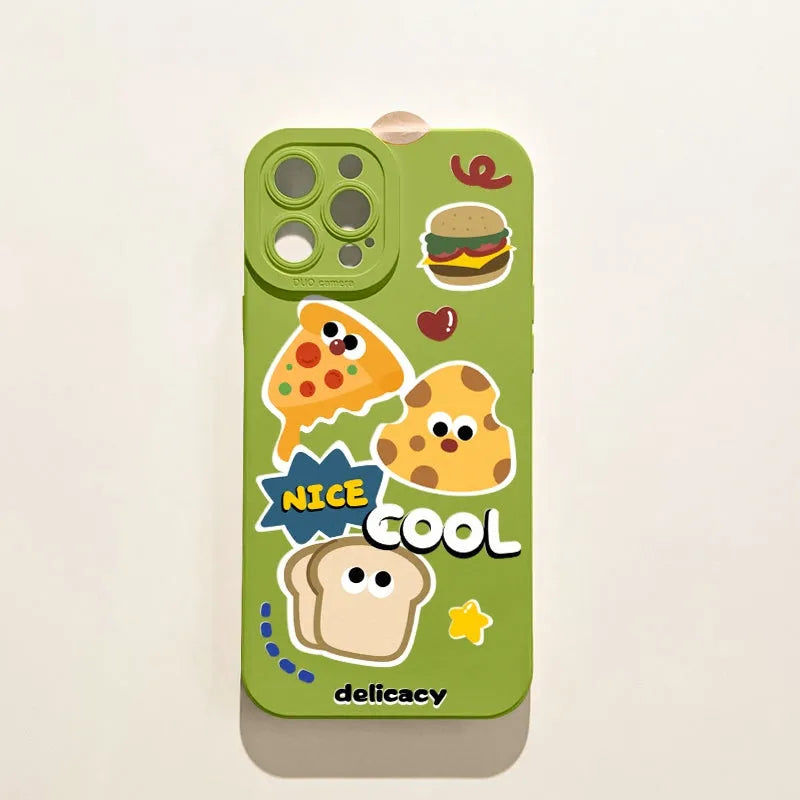 Cartoon animal printed TPU phone case for iPhone 15, 14, 13, 12 series, anti-drop, flower panda design
