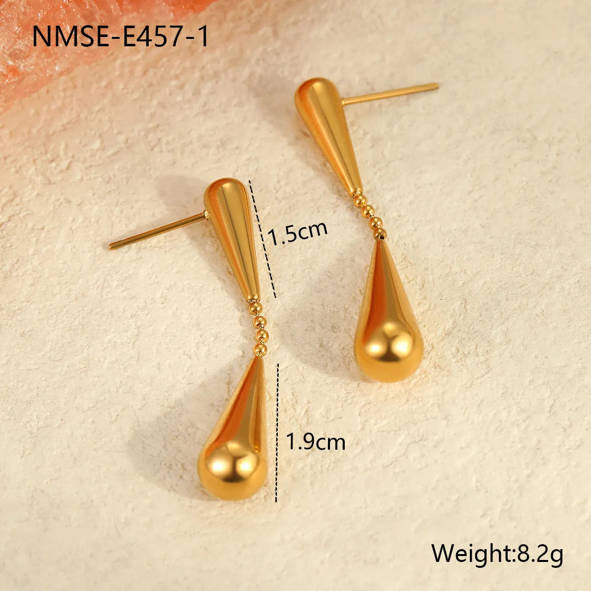 Tassel water drop earrings Y word chain geometric drop shape stainless steel 18K electroplated women