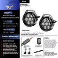 72W motorcycle LED spotlight with high and low beam, 6000K, K7 standard or quick release edition