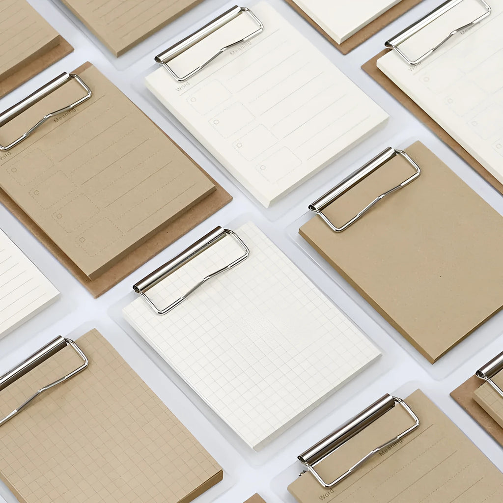 Cowhide colour board sticky notes with metal clip and tear-resistant paper sheets