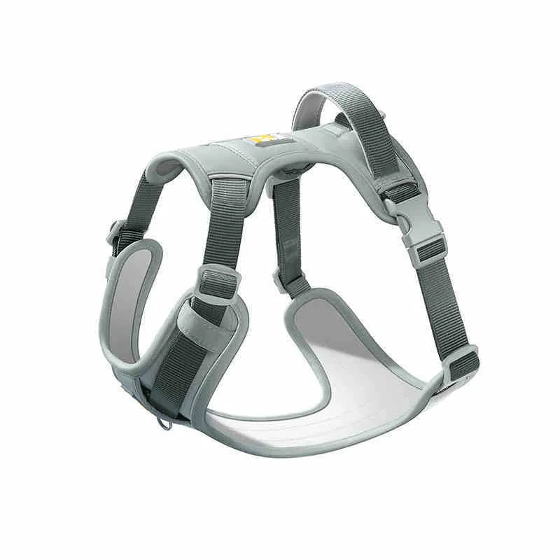 Adjustable dog harness with attached leash in avocado green colour showing chest strap design