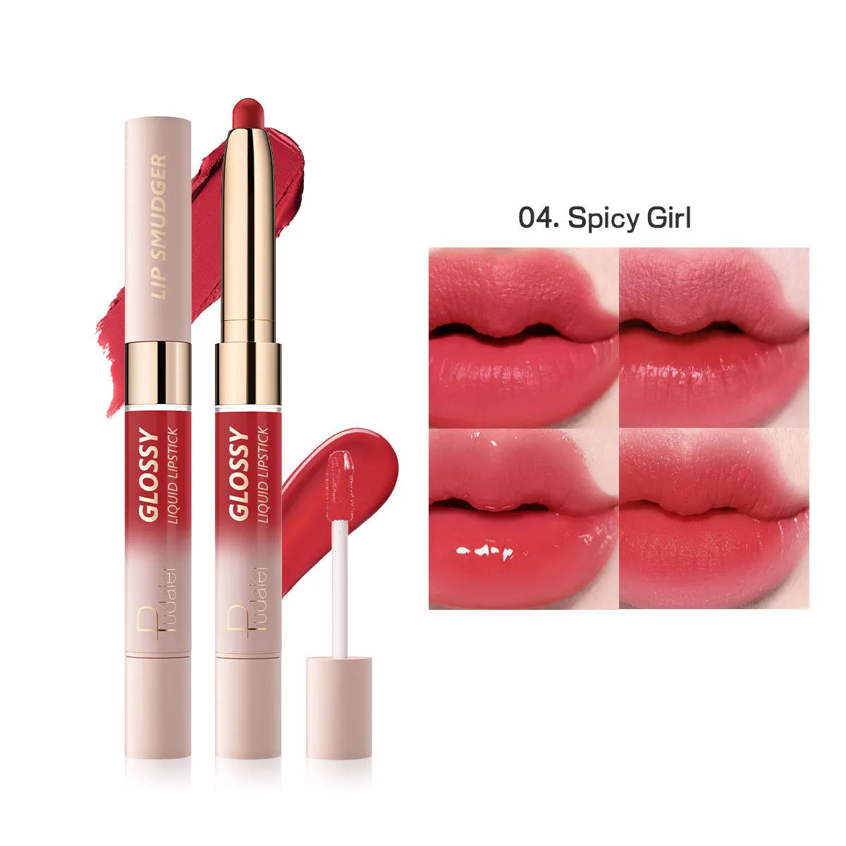 Double-headed matte lipstick with 10 colour options showing dual-ended design