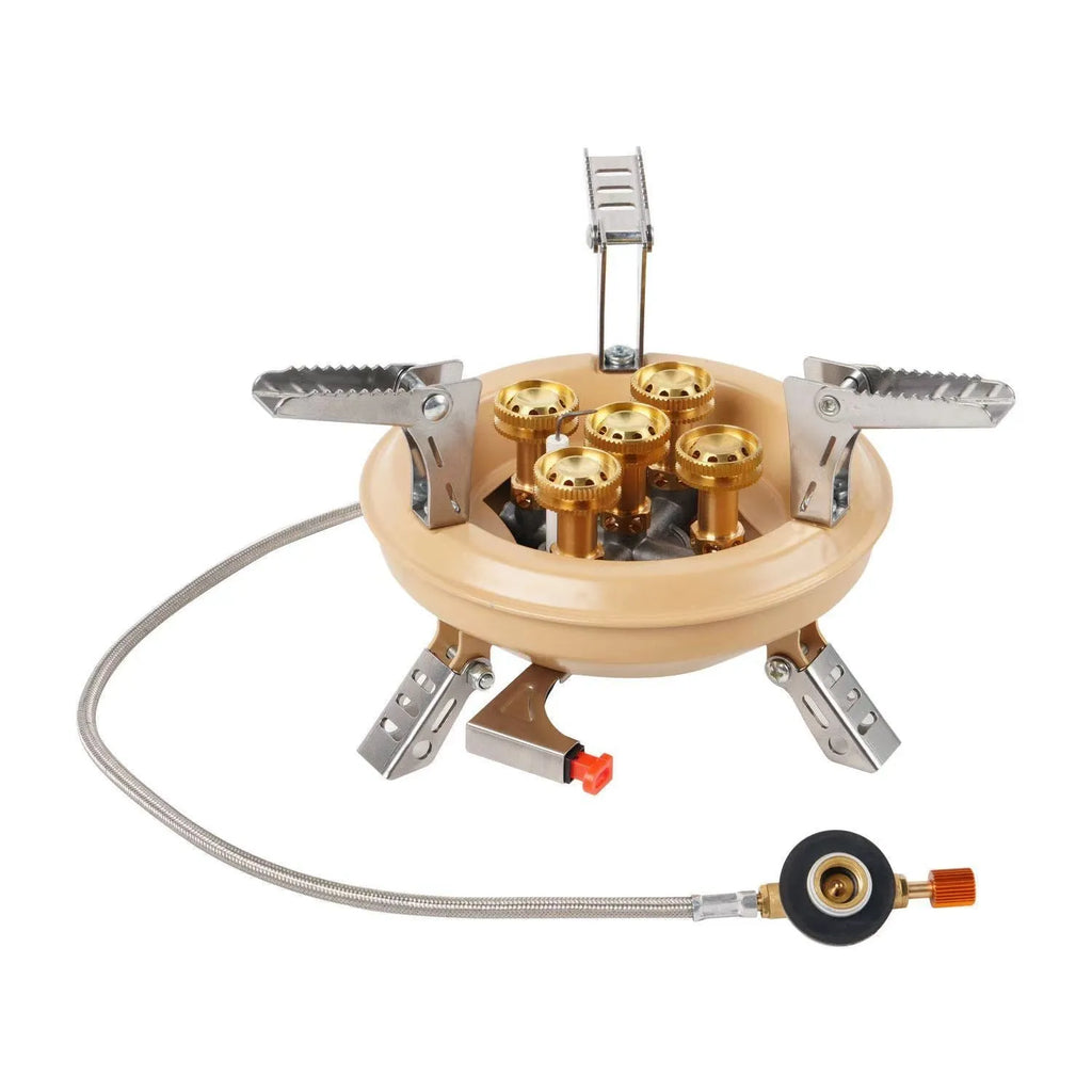 Portable windproof gas stove for camping and picnic in black, compact design for 1-2 people