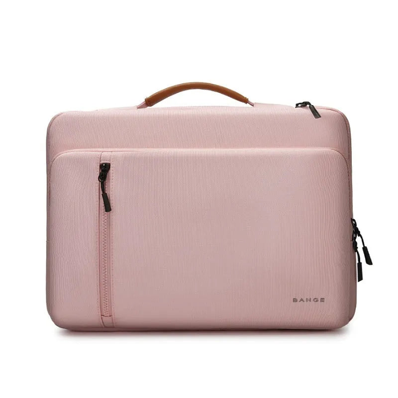 14 inch nylon laptop sleeve with silk cloth lining, seismic protection, shown in khaki, pink, blue, and black
