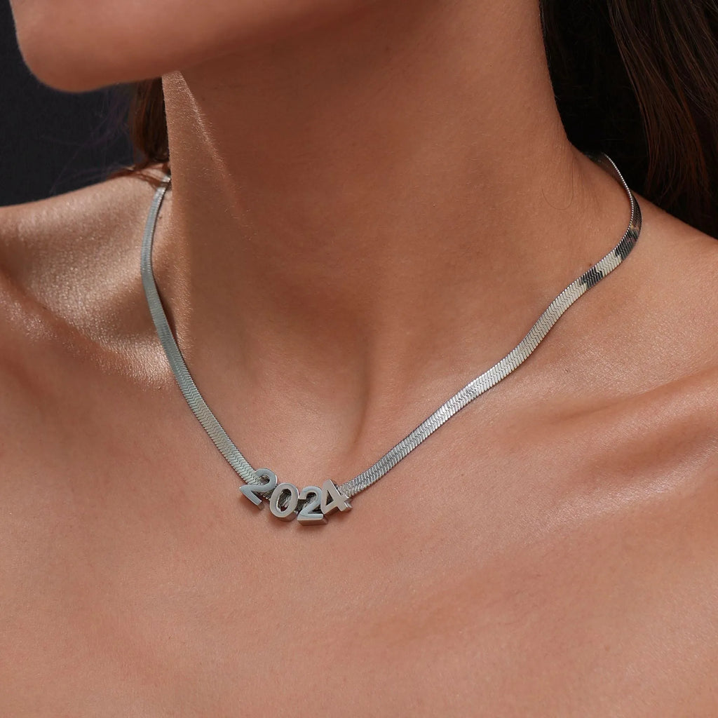 Titanium steel personalised necklace with letter or number pendant on 40.5cm chain