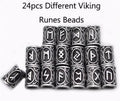 Set of 24 Viking rune beard beads in antique silver, bronze, and red brass finishes