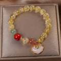 Natural citrine jade Ruyi pendant bracelet for women with yellow hair crystal patterns on alloy chain