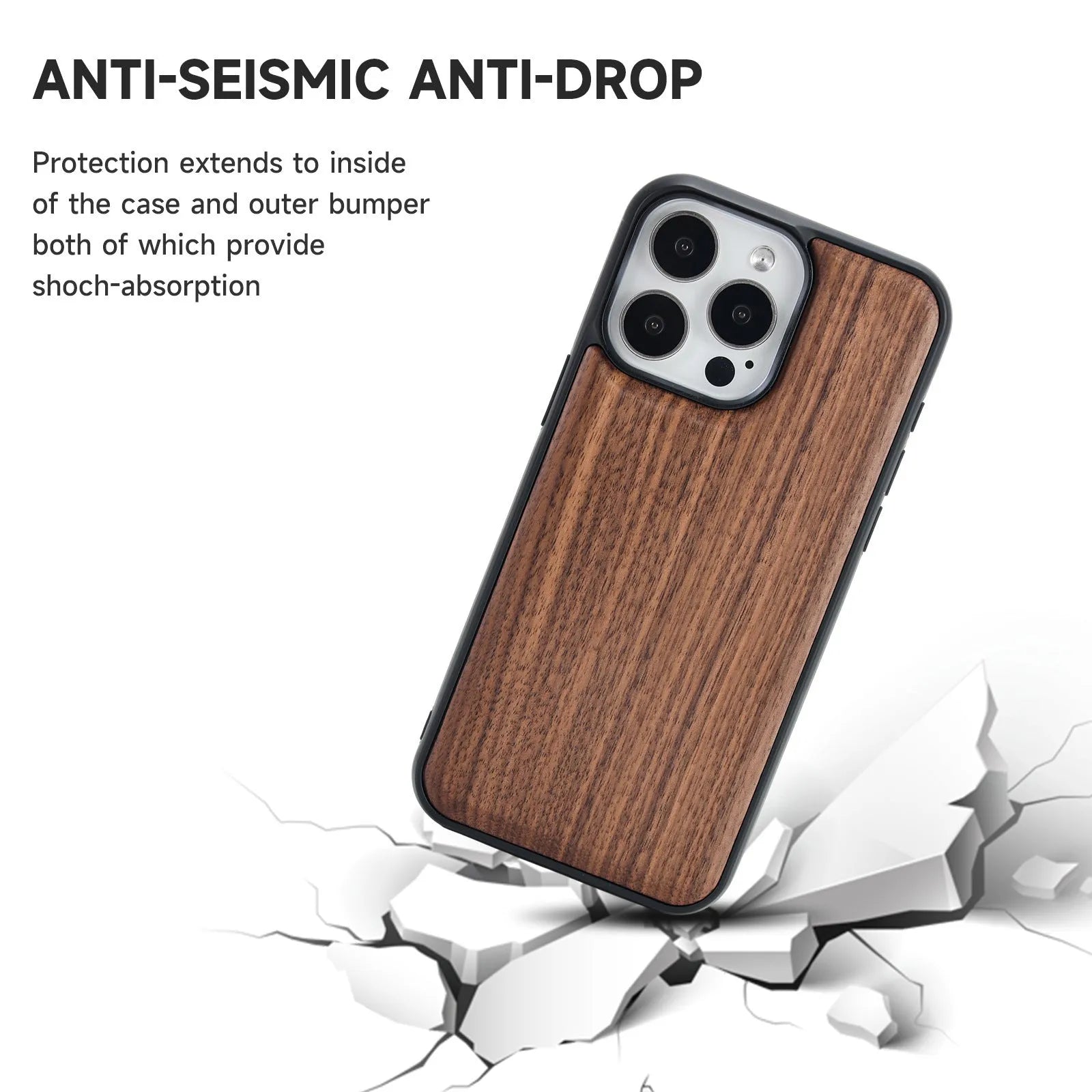 Walnut solid wood all-inclusive magnetic suction drop-resistant phone case for iPhone