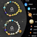 Two natural stone beaded bracelets with adjustable strings, representing a zodiac sign jewellery set.