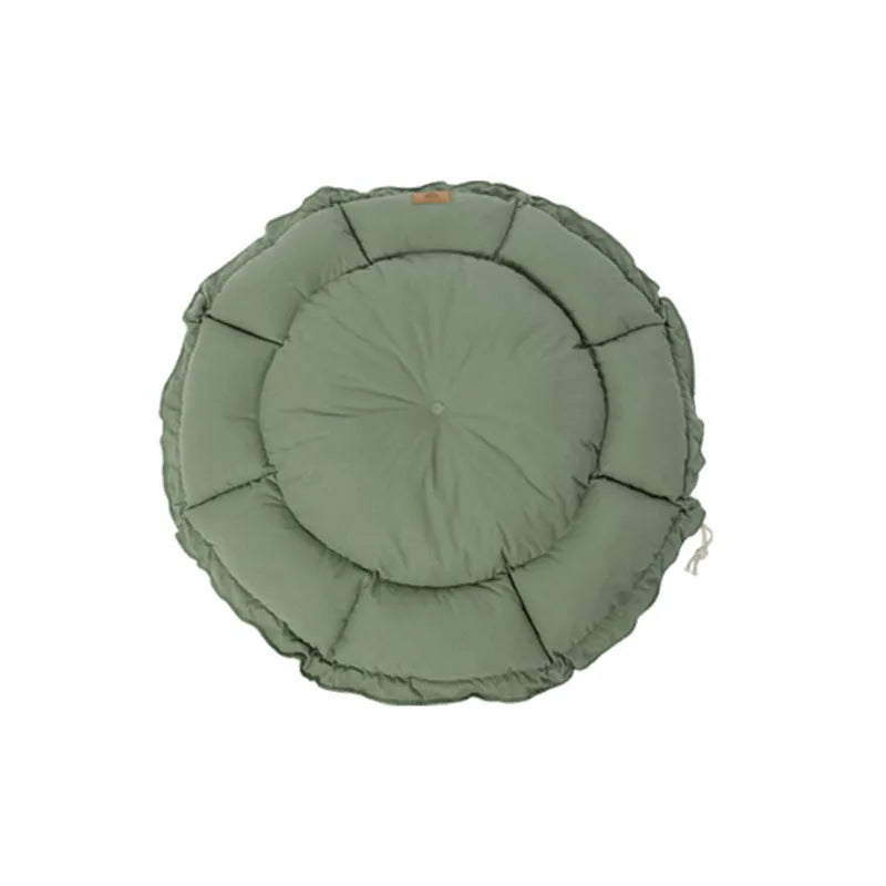 Grey reversible donut-shaped pet bed with a raised rim for a cat or small dog.