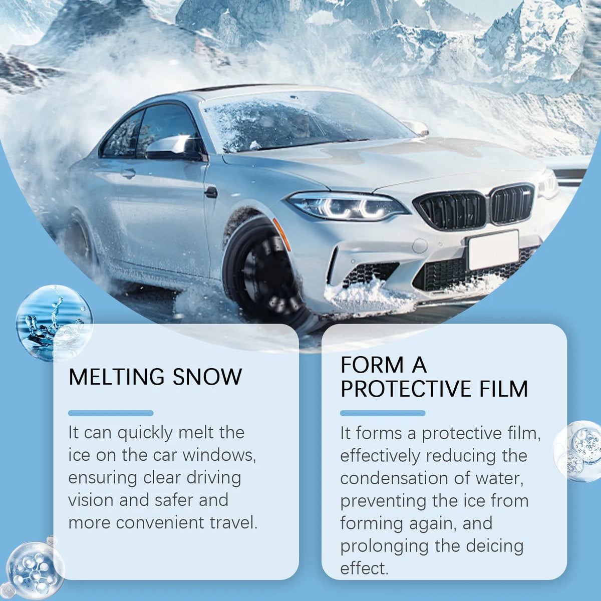 250ml windshield deicer car window ice melting spray with water and penetrant formula, 8.6 x 16.4cm