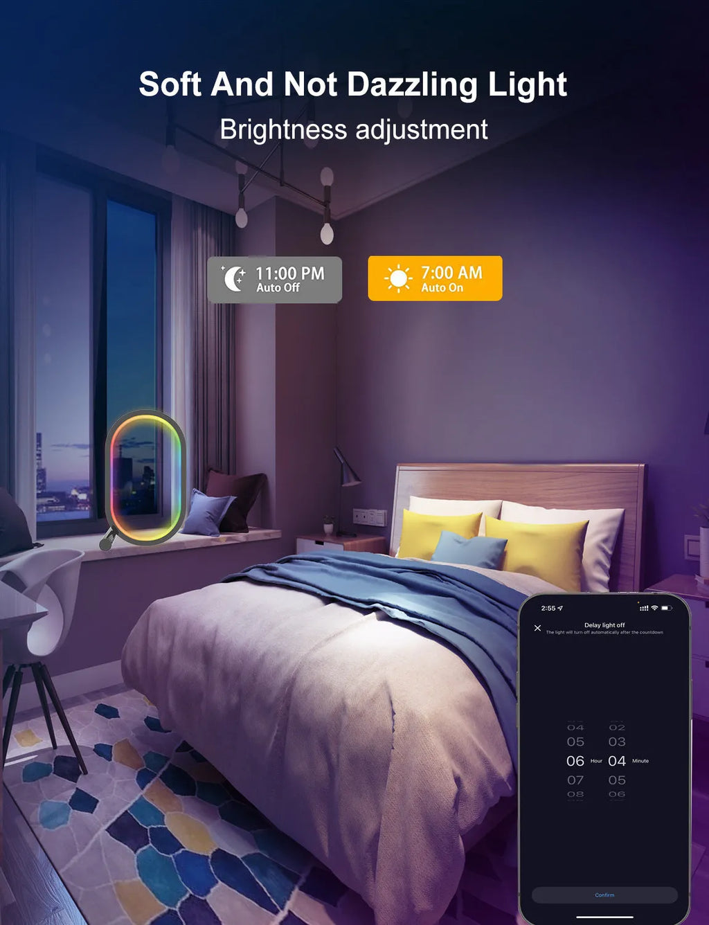 Smart RGB ambience light in black or white with USB power and Bluetooth or graffiti WIFI app control