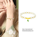 6mm Hetian jade bracelet with bamboo leaf design and 925 silver components