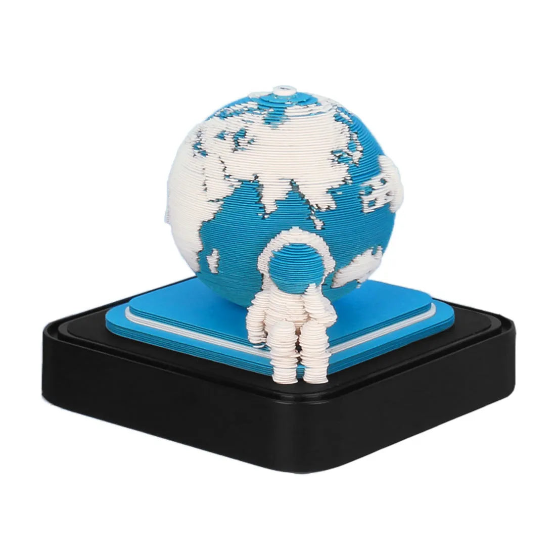 Earth Calendar Light panoramic 3D paper carving desk calendar with sticky notes, Mushroom Green cover, 9.8x9.8x8.5cm