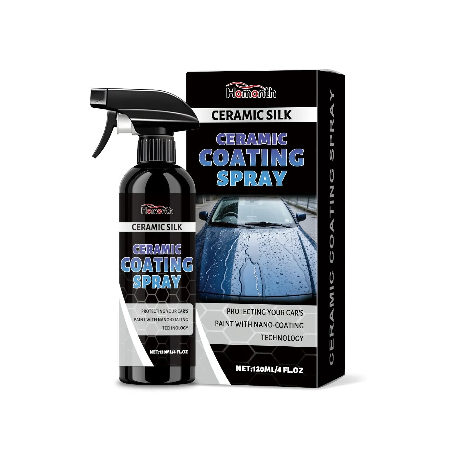 120ml bottle of liquid ceramic coating protective spray for surfaces.
