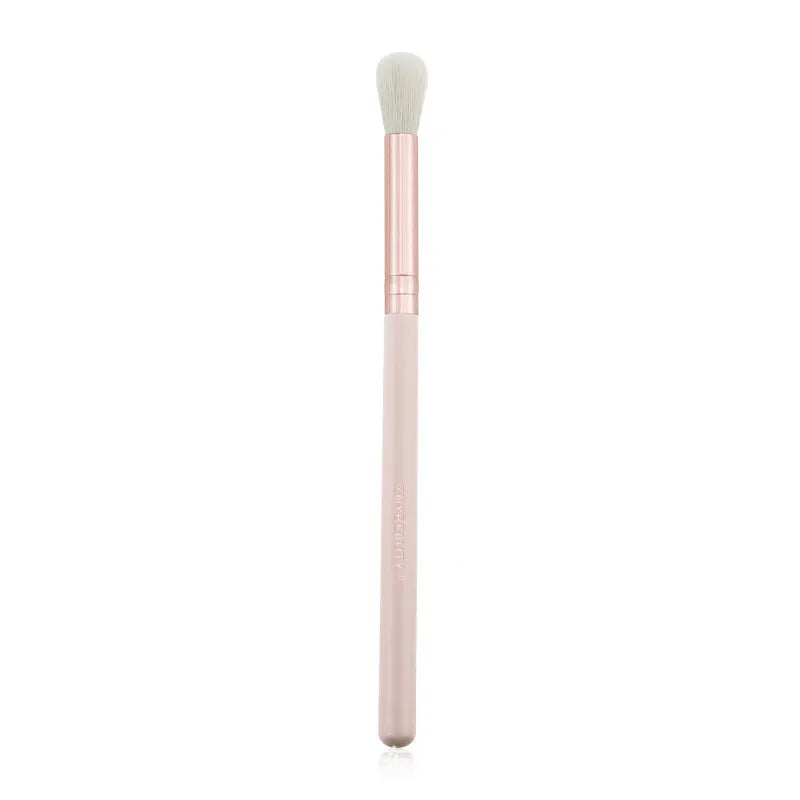 26-piece pink makeup brush set with wooden handles and wool brush hairs in PU storage bag