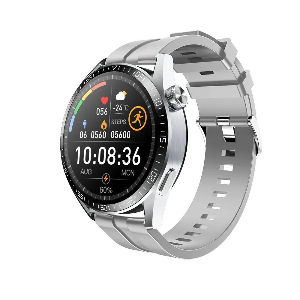 GS3 Max Smart Watch in Black or Silver with 1.35-inch screen on silicone strap