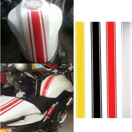 Motorcycle reflective pinstripe sticker measuring 50cm by 4.5cm in four colour options