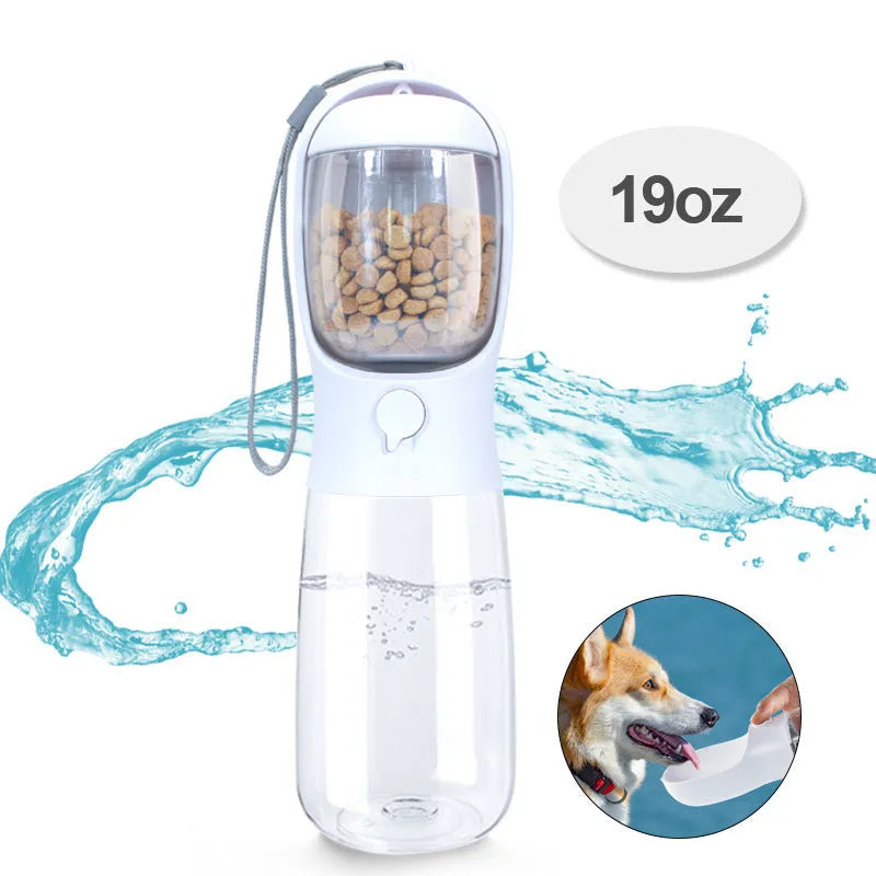 Portable plastic pet water cup for cats and dogs with detachable 550ML capacity in milk white colour