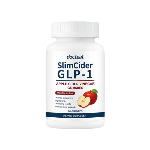 60-count bottle of apple cider vinegar digestive support gummies with GLP-1 mixture.
