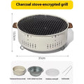 Portable indoor charcoal cooking stove with grill rack, modern design for tabletop use.