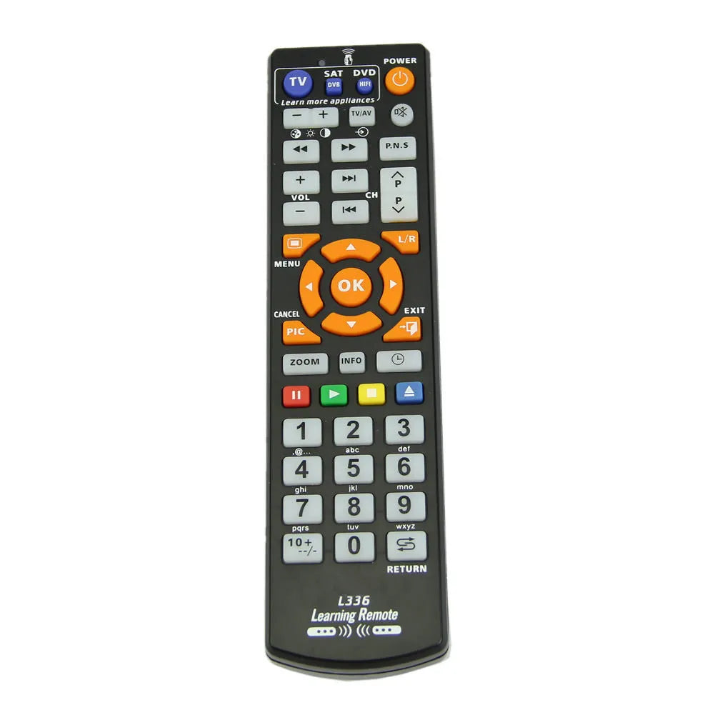 Black L336 learning remote control with full button keypad.