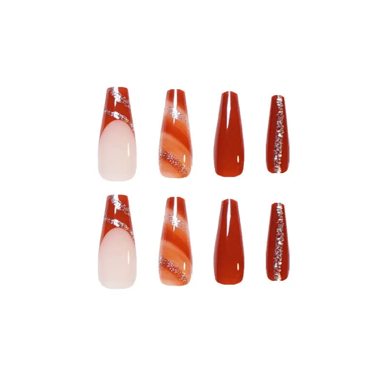 Wear Nail maple leaf red French tip press on nails 24-piece set in cardboard box
