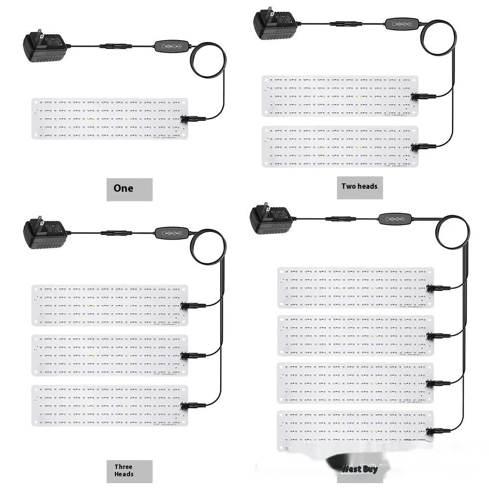 LED plant grow light panel with 150 beads, 12V DC input, PC shell, IP42 rating, red blue or sun warm light options