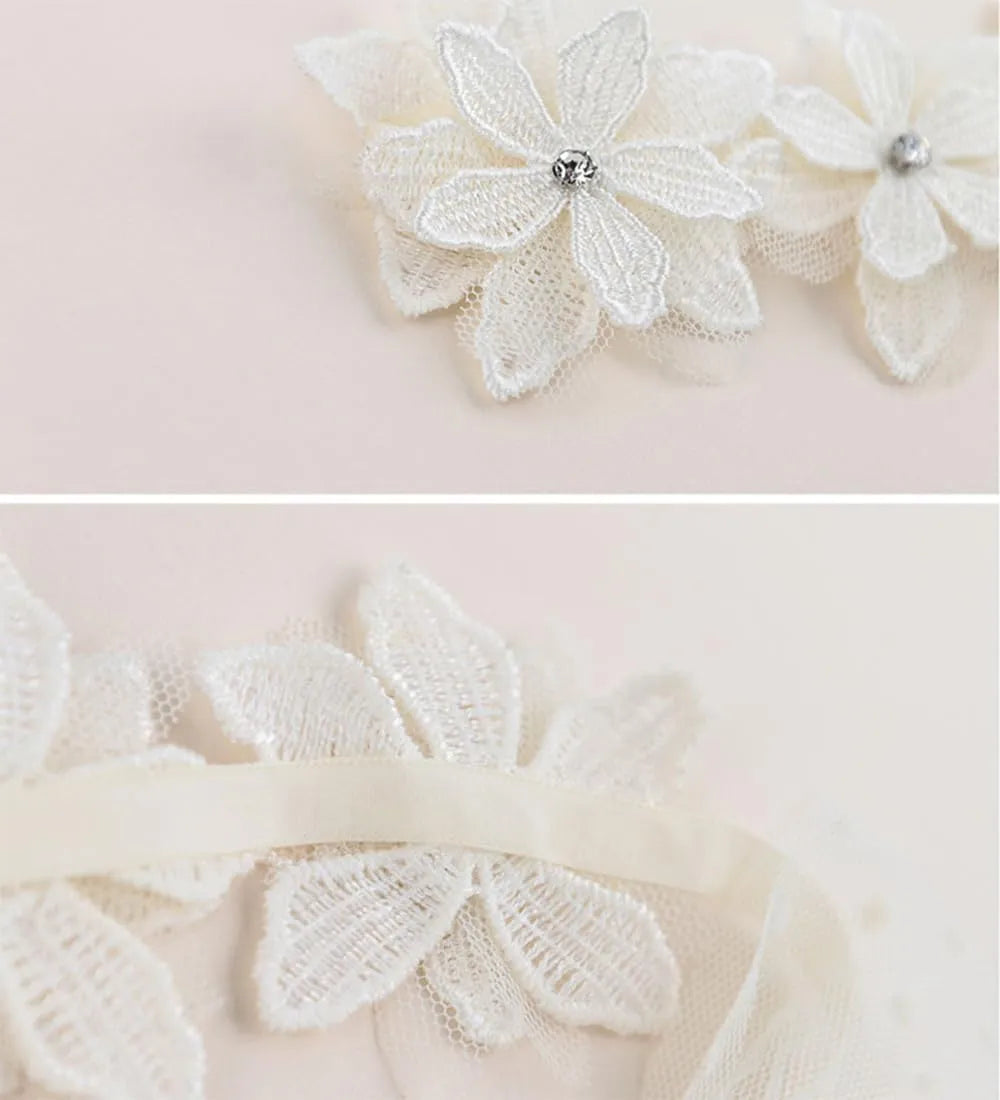 Baby girls cute bow-knot headband with soft lace floral trim, elastic design, 8-22 inches