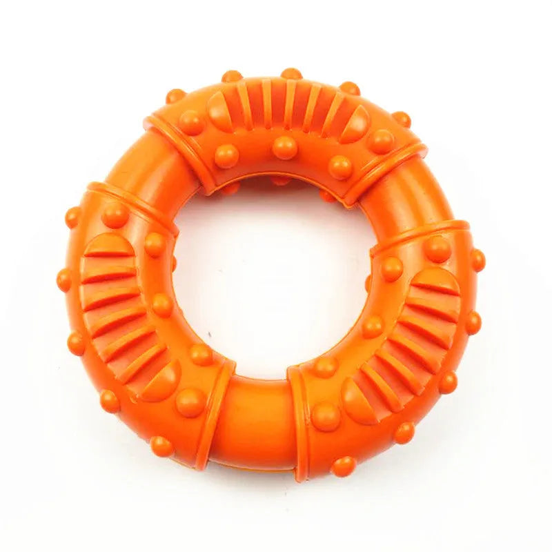 Blue orange and red hollow bendy dog fetch stick toy for safe chewing and catch games